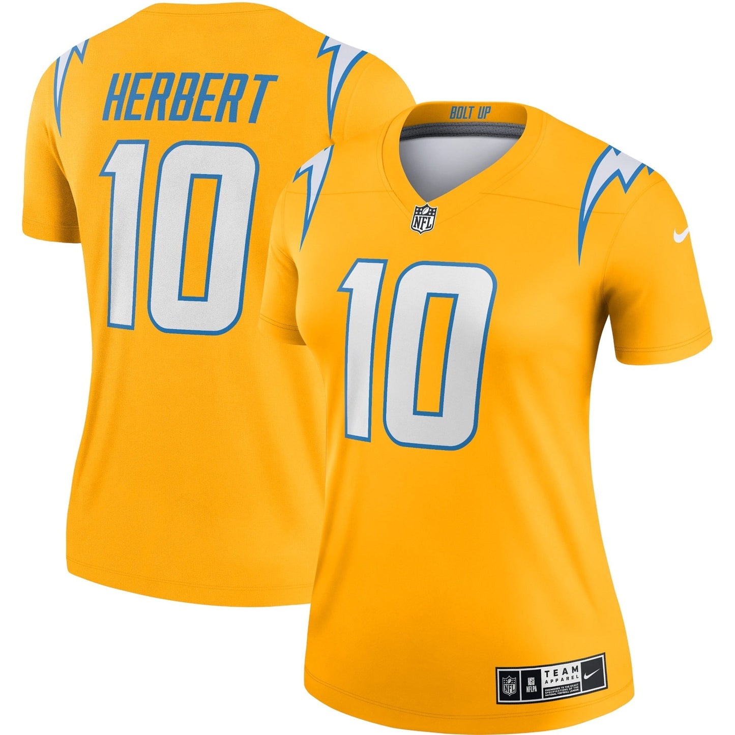 Women's Nike Justin Herbert Gold Los Angeles Chargers Inverted Legend Jersey