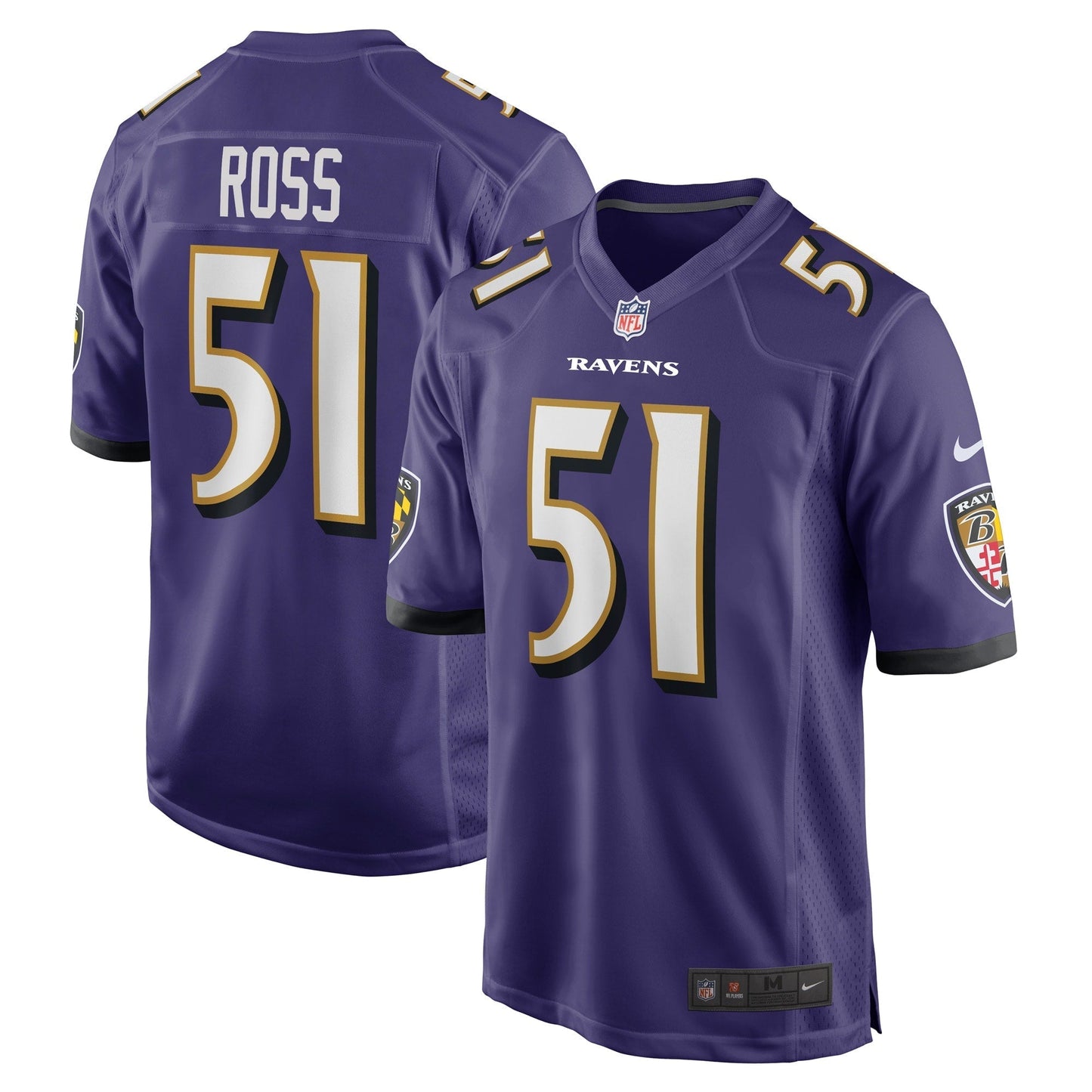 Men's Nike Josh Ross Purple Baltimore Ravens Game Player Jersey
